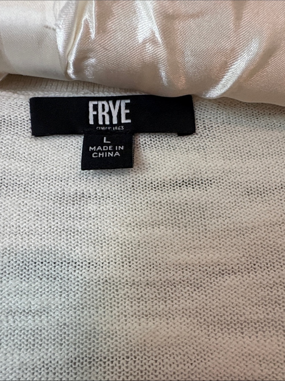 Frye Ivory Pointelle Knit Lightweight Cardigan Size Large - Picture 6 of 7